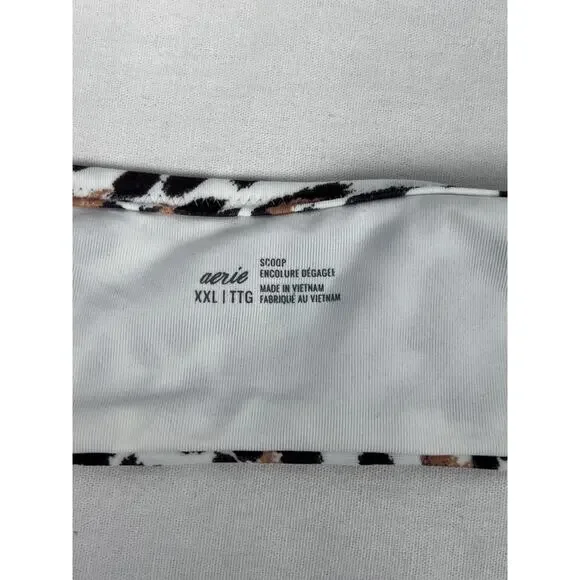 Aerie Bikini Top Leopard Wrap Scoop Halter Swim Beachy Summer Travel Vacation - Picture 5 of 6